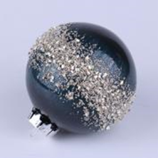 Набор шаров новогодних пластик 3шт/8см темно-синий с декором; SYQD-011909