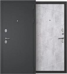 Дверь металлическая Бункер Кристел 960х2050мм R 1,2 мм черный муар/белый камень лофт