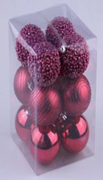 Набор шаров новогодних пластик 12шт/7см красный в асс-те; SYQB-011960