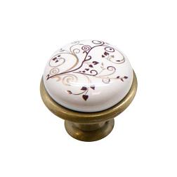 Ручка мебельная кнопка с фарфором бронза; KF01-04 BA