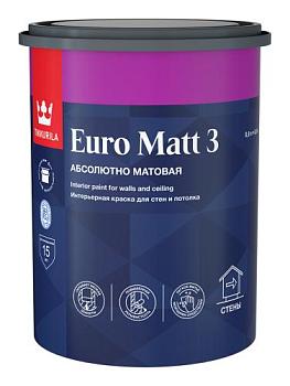 Краска В/Д для стен и потолков Euro Matt 3 глубокоматовая А 0,9 л; TIKKURILA