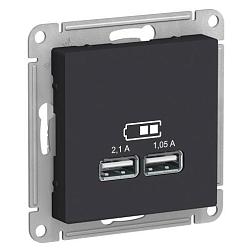 Розетка USB ATLAS DESIGN 5В 1порт х 2.1А 2порта х 1.05А карбон Schneider Electric, ATN001033