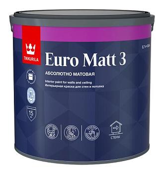 Краска В/Д для стен и потолков Euro Matt 3 глубокоматовая А 2,7 л; TIKKURILA