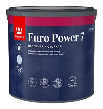 Краска В/Д для стен и потолков Euro Power 7 матовая А 2,7 л; TIKKURILA