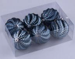 Набор шаров новогодних пластик 6шт/8см синий с декором; SYQB-0119242