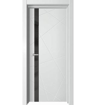 Полотно дверное Premium Soft Premiata-2 белый софт 600мм; лакобель черная фацет